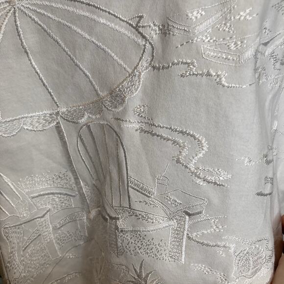 Talbots Woman's White 100% Cotton Embroidered Beach Scene‎ Tank Top Size XL - Picture 5 of 9